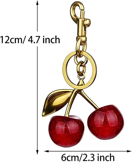 Cherry Keychain – Cute Fruit Pendant, Fashion Bag Charm Accessory (12cm/6cm)