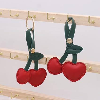 Heart Cherry Pendant – Creative Keychain, Fashion Bag Charm, Romantic Gift