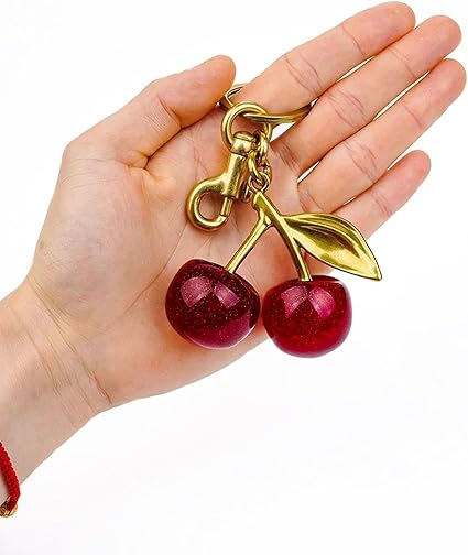 Cherry Keychain – Cute Fruit Pendant, Fashion Bag Charm Accessory (12cm/6cm)